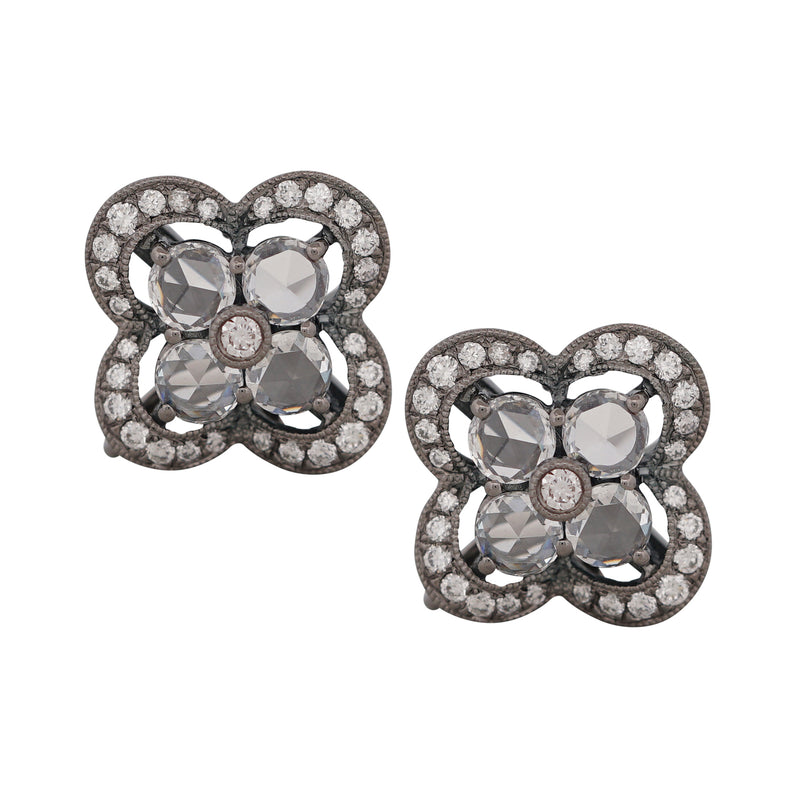 Signature Rose Cut Diamond Flower Stud Earrings