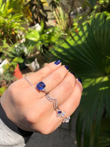 Color Change Violet Sapphire Three Stone Ring