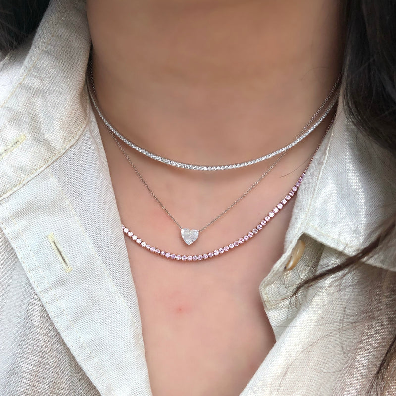 Hot Pink Sapphire Small Tennis Necklace – Lee Ann Jones, LLC