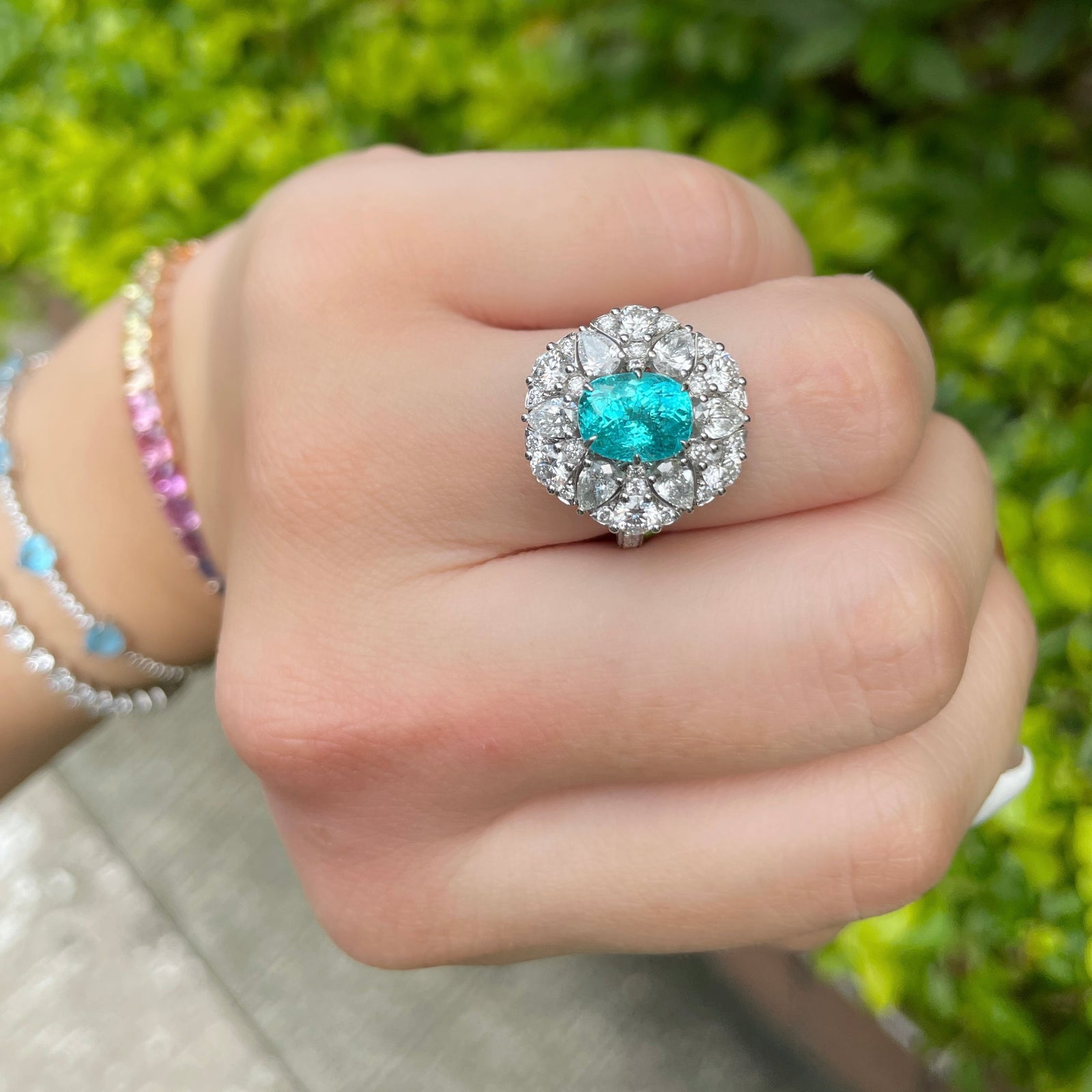 Neon Blue Paraiba Tourmaline \u0026 Diamond Ring – Bespoke Fine Jewelry Ltd, image size:1600x1600