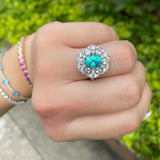 Neon Blue Paraiba Tourmaline & Diamond Ring