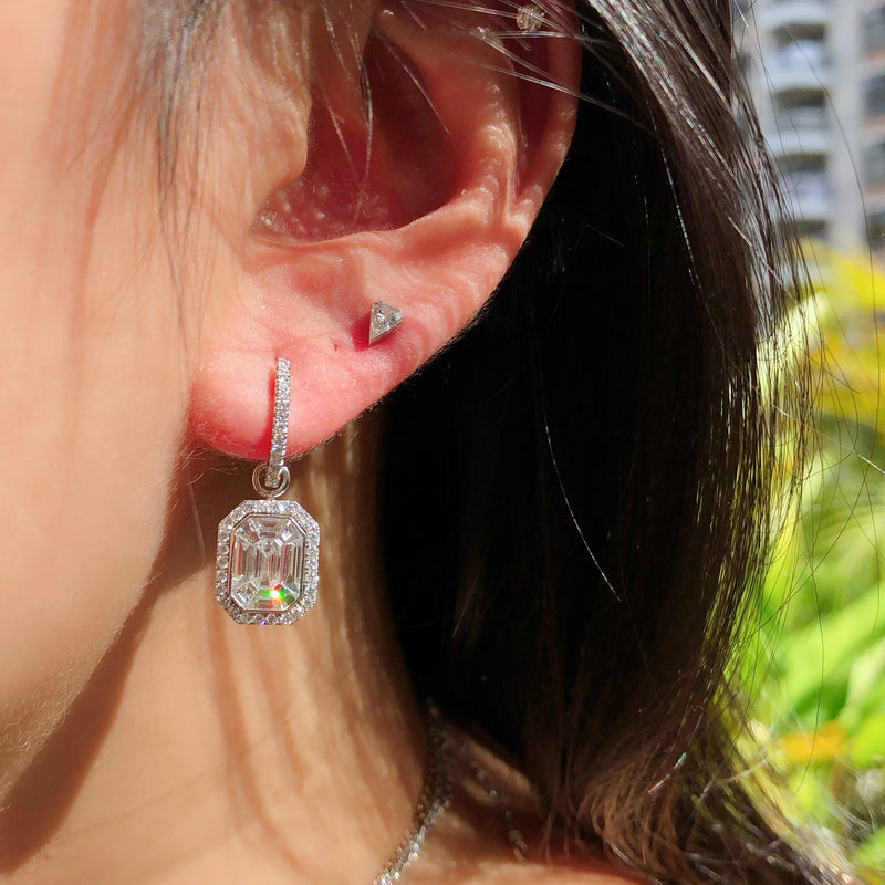 Signature Illusion Emerald Diamond Earrings