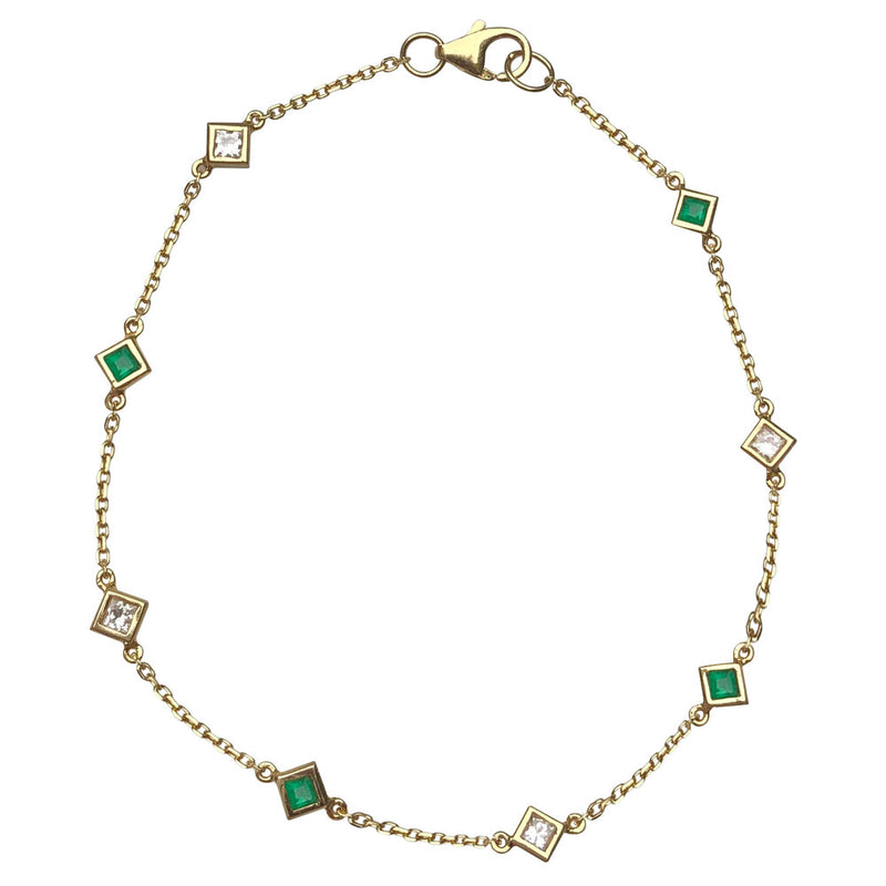 Alternating Emerald And Diamonds By The Yard Bracelet