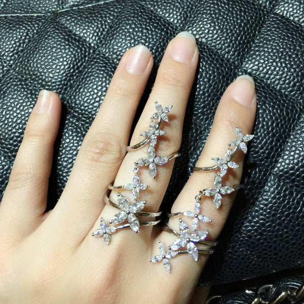 Diamond Floral Knuckle Ring