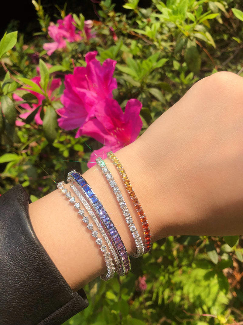 Fancy Color Rainbow Sapphire & Diamond Rose Gold Bangle Bracelet – HANIKEN  JEWELERS NEW-YORK