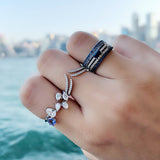 Mini Blue Sapphire & Diamond Vine Ring
