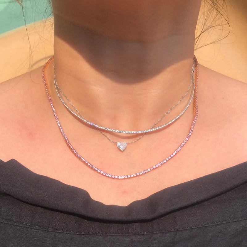 Shaded Pink Sapphire Tennis Necklace | Lindsey Scoggins Studio