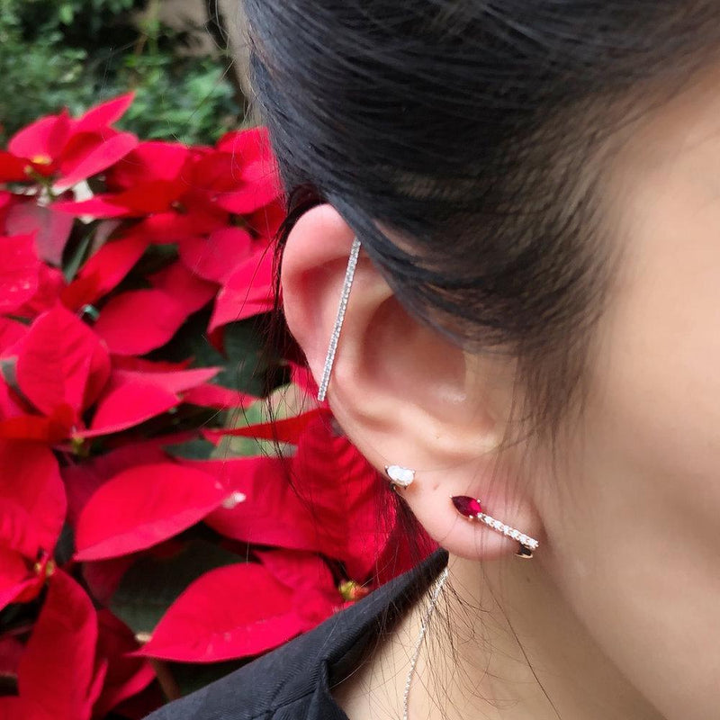 Cartilage Bar Cuff Diamond Earring