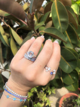 Grey Sapphire Three Stone Ring