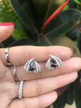 Black Marquise Cut Diamond Hoop Earrings