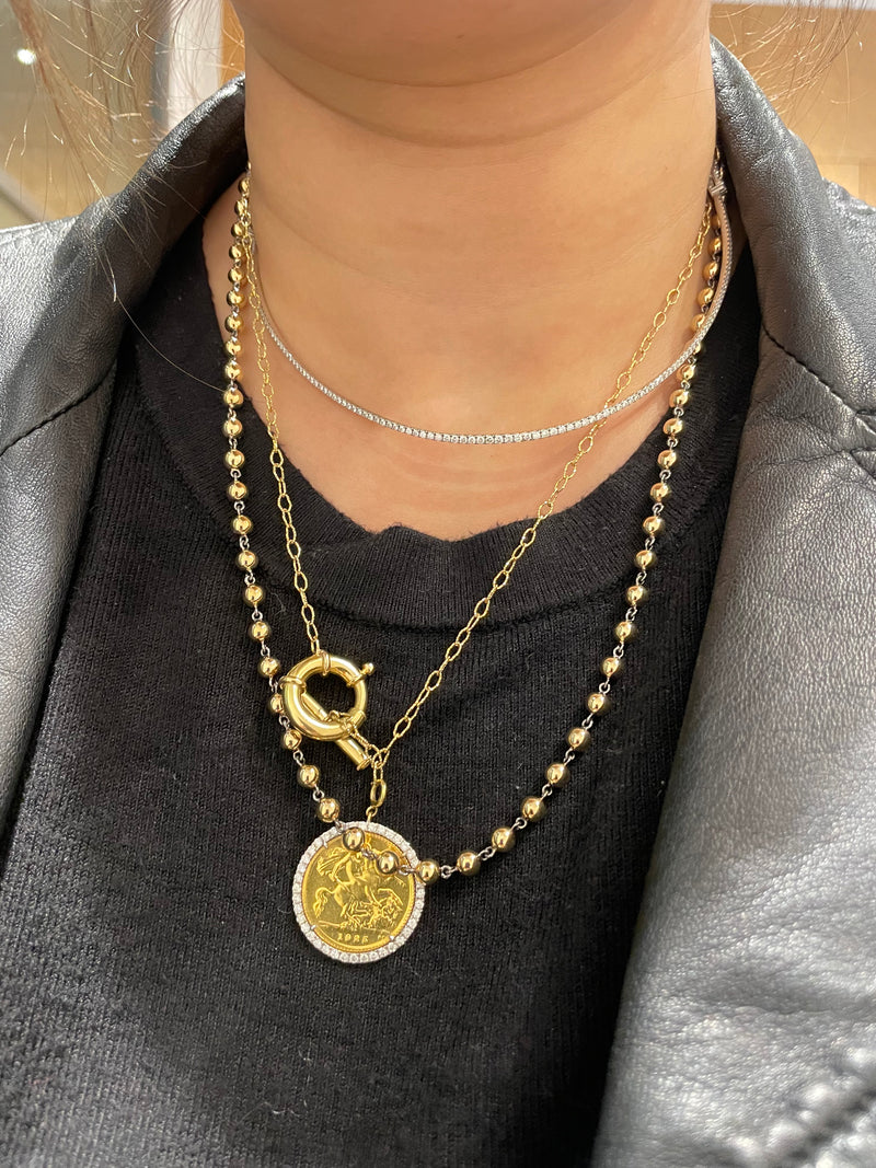 Solid 18K Gold Ball and Chain Necklace