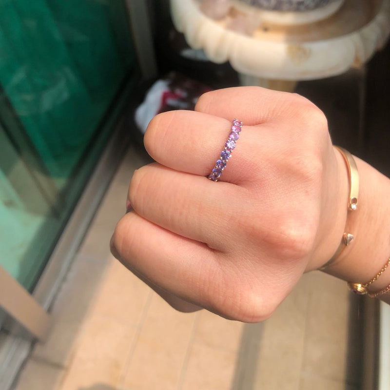Ombre Pink And Lavender Sapphire Stack Ring