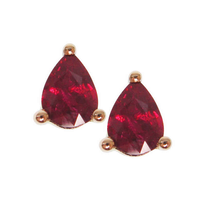 Pear Shape Ruby Stud Earrings