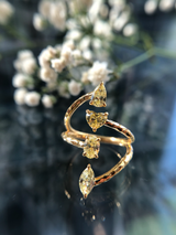 Vertical Multi Shape Fancy Yellow Diamond Ring