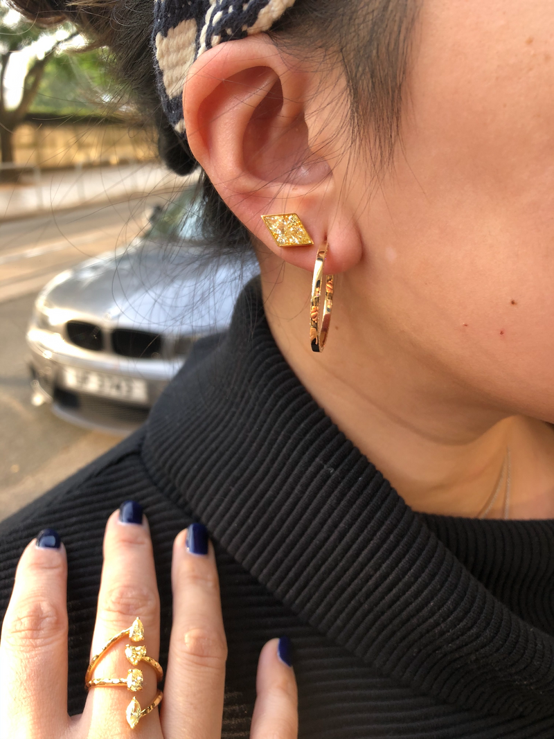 Kite Shape Yellow Diamond Earrings