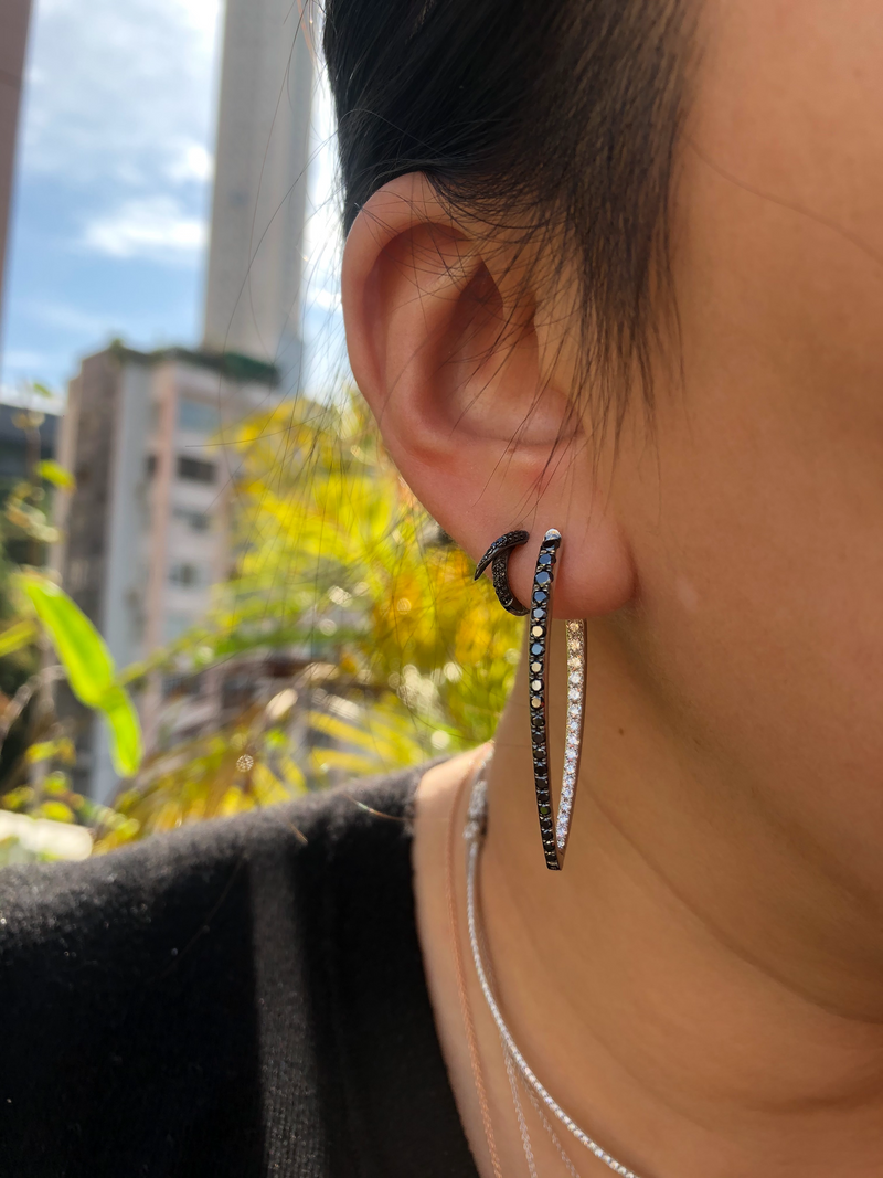 Black Diamond Spike Hoop Earrings