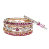 Pink Sapphire & Diamond Baguette Stack Ring