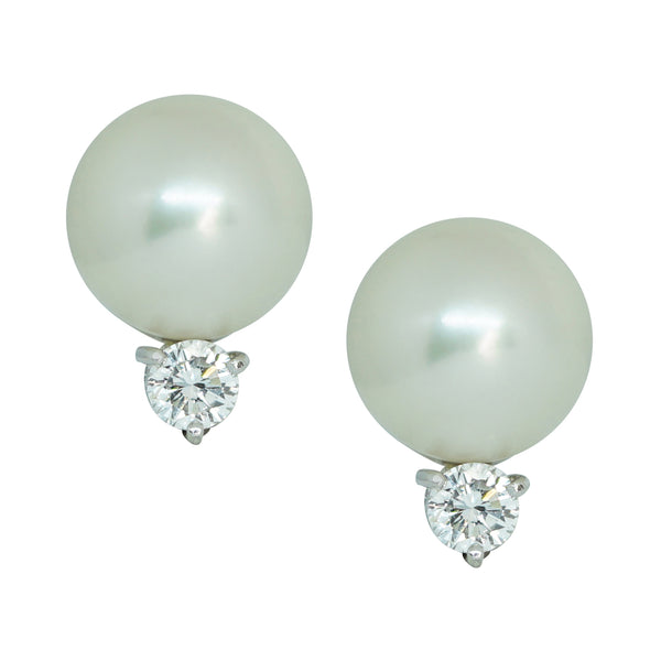 Akoya Pearl and Diamond Stud Earrings
